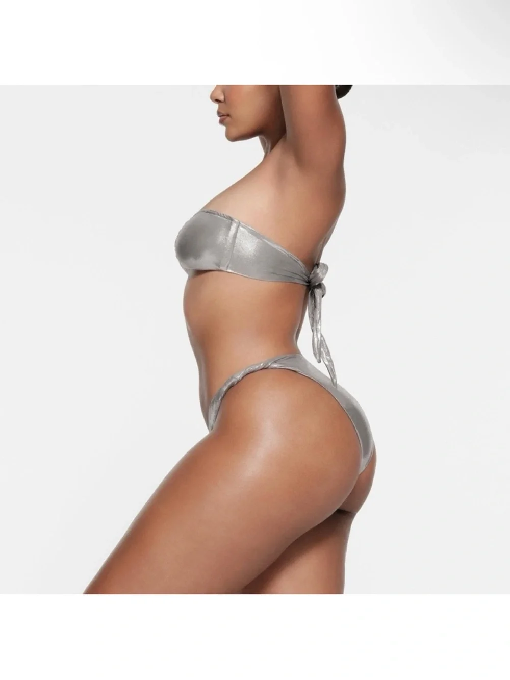 Skims Liquid Shine Bikini Bottoms in Smoke